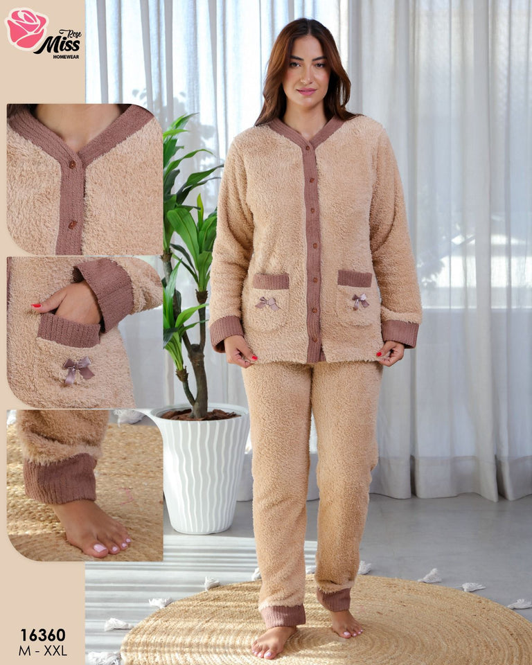 Pyjama Polaire Femme – Élégance Marron et Confort Absolu 🤎